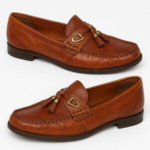 Michel M  Leather Tassel Loafers Sz 8.5M – Vintage Preppy Chic Academic Shoes